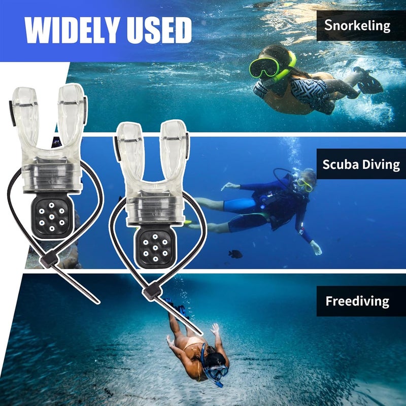 JUSTOOP Store Bite Moldable Scuba Diving Mouthpiece, TPE Moldable Snorkel Mouthpiece Regulator with Regulator Tie Scuba Diving Mouthpiece Replacement Diving Regulator, Pink/Blue/Transparent Black - Image 5